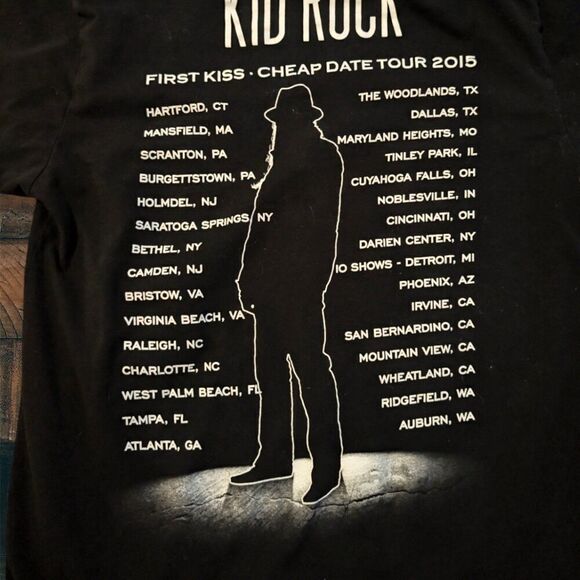 Kid Rock First Kiss Cheap Date Concert Tour Shirt 2015 Medium Black Shirt - Picture 4 of 6